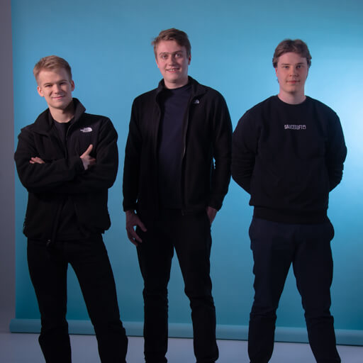 Veeti Roponen, Janus Joenpolvi, and Miro Kymäläinen the founders of SauceSoft
